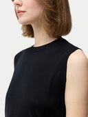 Women's Silk-Blend Sleeveless Knit Top Black | GOBI Cashmere #color_black