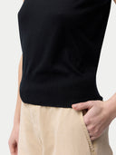Women's Silk-Blend Sleeveless Knit Top Black | GOBI Cashmere #color_black