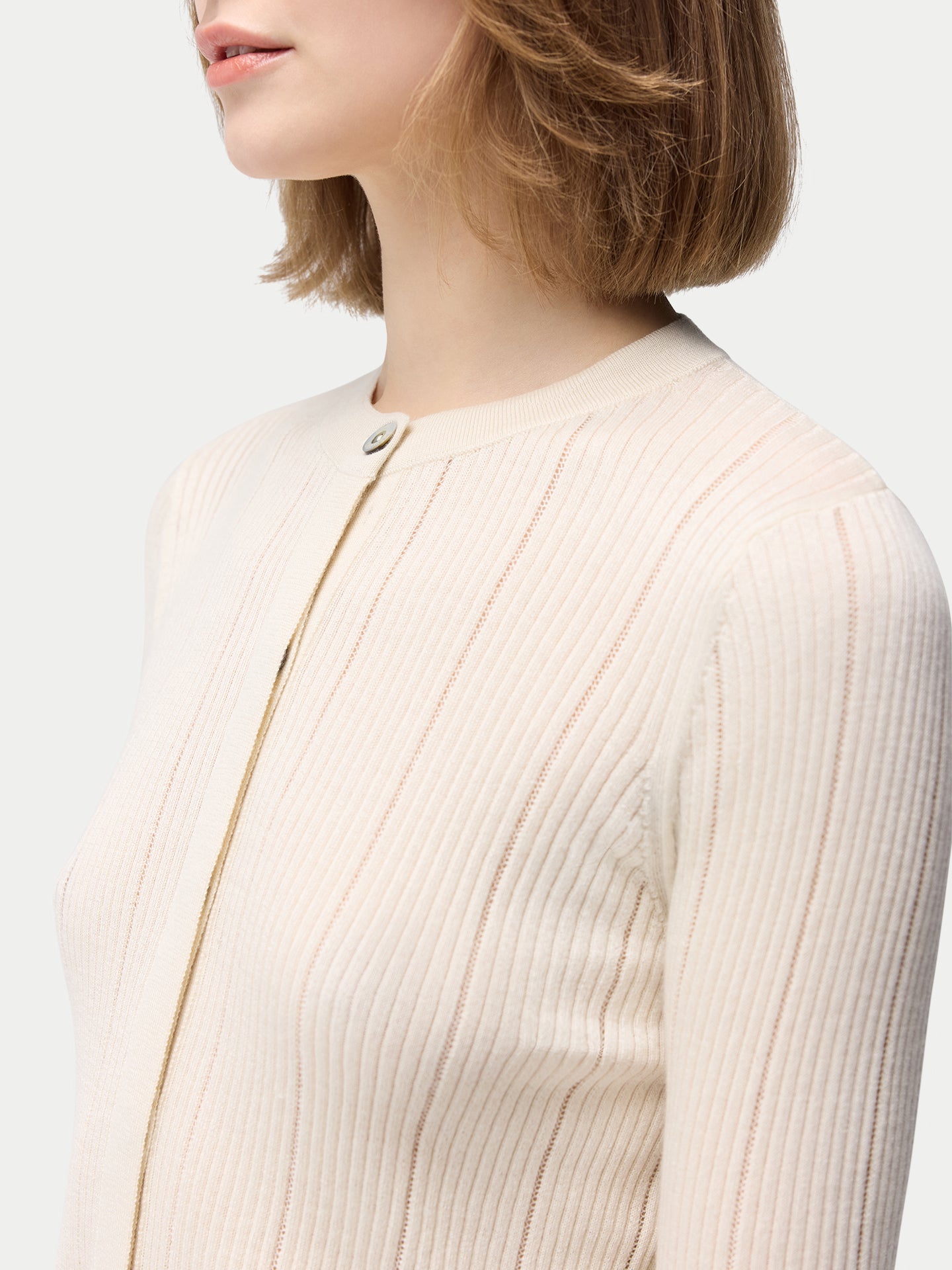 Hidden Button Cashmere Silk Cardigan