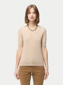 Women's Jersey Knitted Cashmere Top White - Gobi Cashmere #color_whisper-white