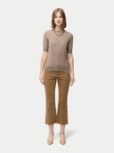 Women's Jersey Knitted Cashmere Top Taupe - Gobi Cashmere #color_taupe