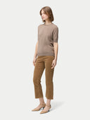 Women's Jersey Knitted Cashmere Top Taupe - Gobi Cashmere #color_taupe
