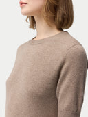Women's Jersey Knitted Cashmere Top Taupe - Gobi Cashmere #color_taupe
