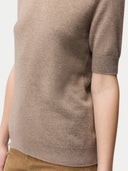 Women's Jersey Knitted Cashmere Top Taupe - Gobi Cashmere #color_taupe