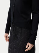 Women's Cashmere Silk Buttoned Cardigan in Black #color_black