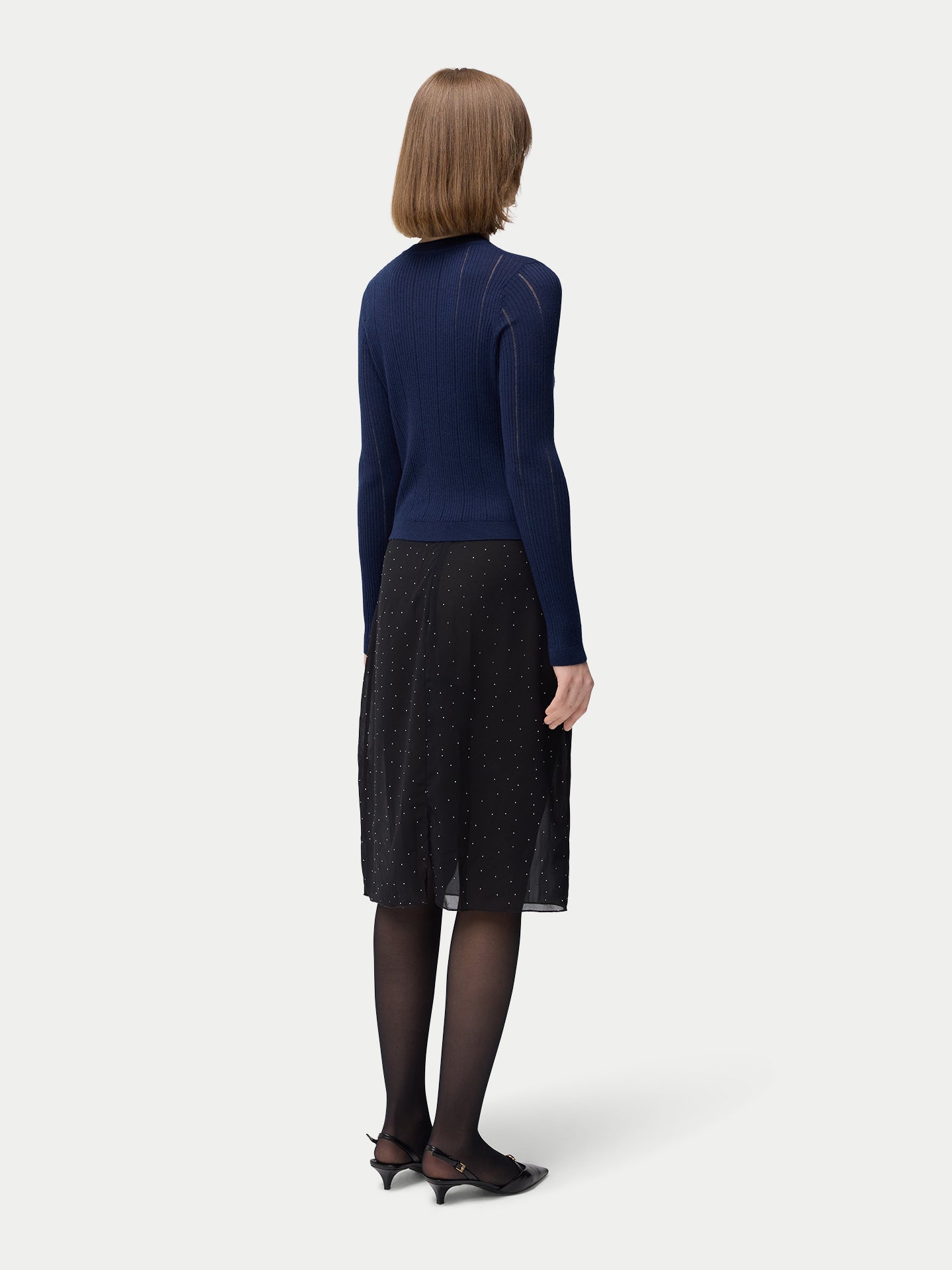 Hidden Button-Front Cashmere Silk Cardigan