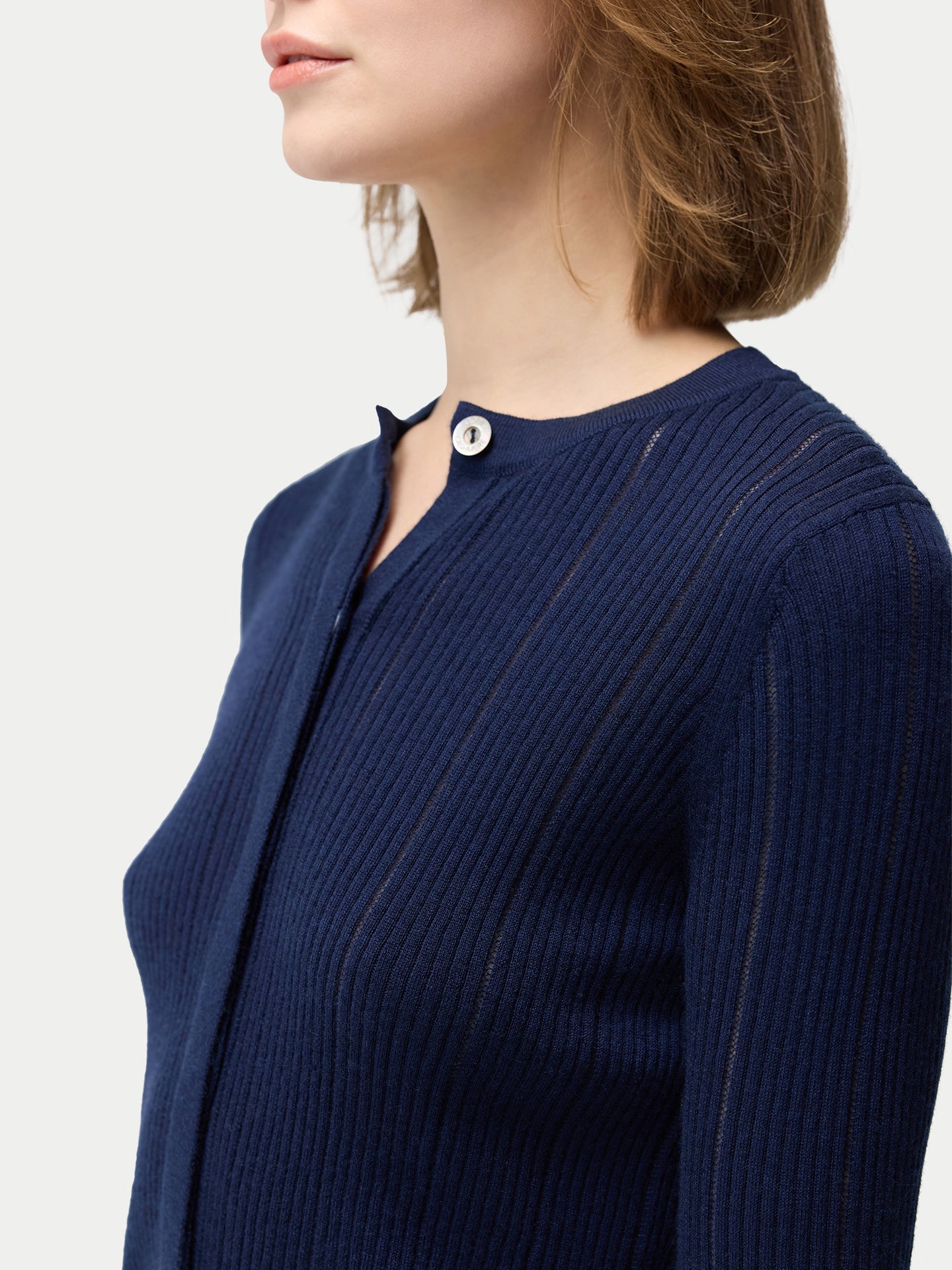 Hidden Button-Front Cashmere Silk Cardigan
