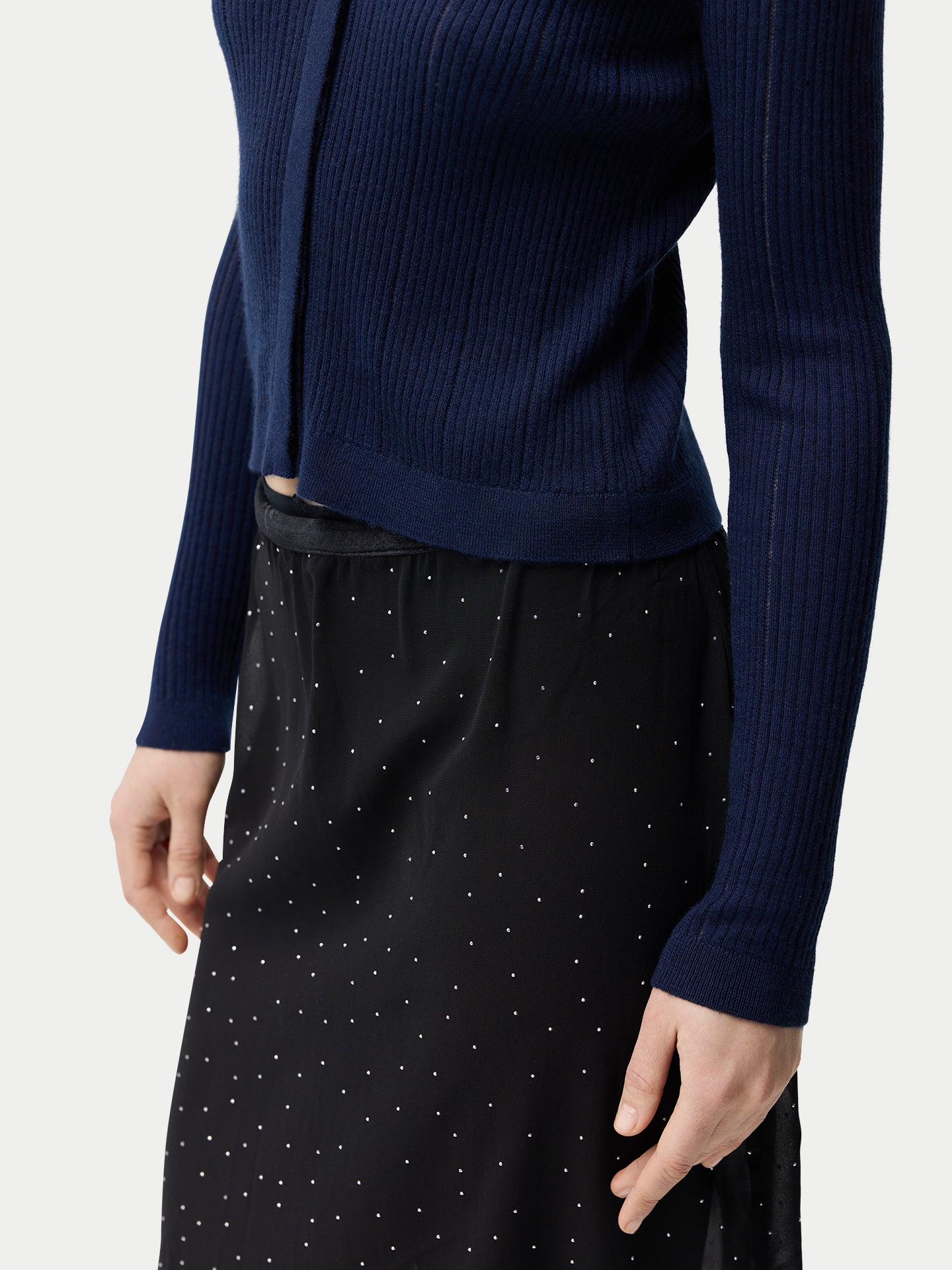 Hidden Button-Front Cashmere Silk Cardigan