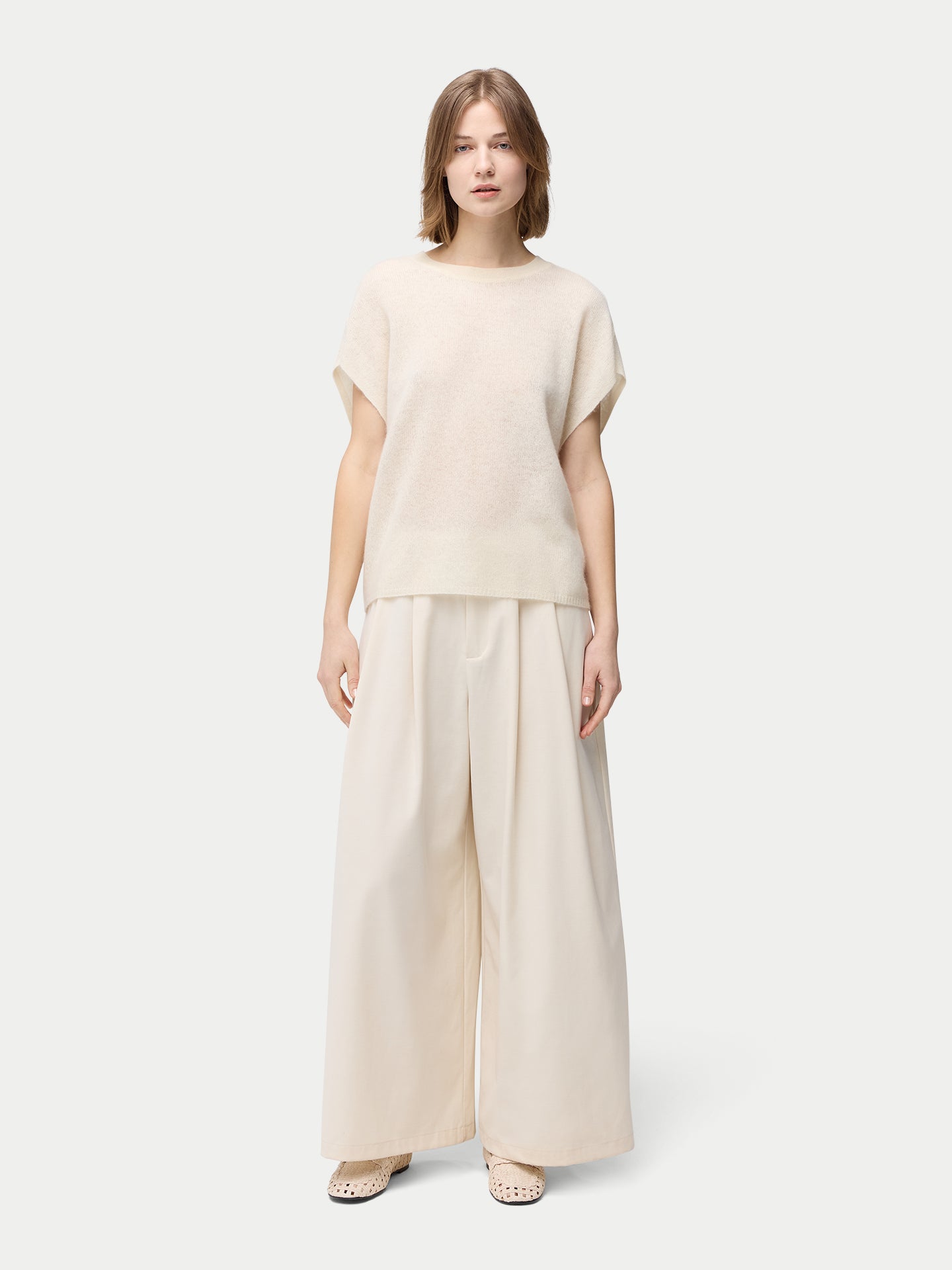 Organic Colour Batwing Short-Sleeved Cashmere Top