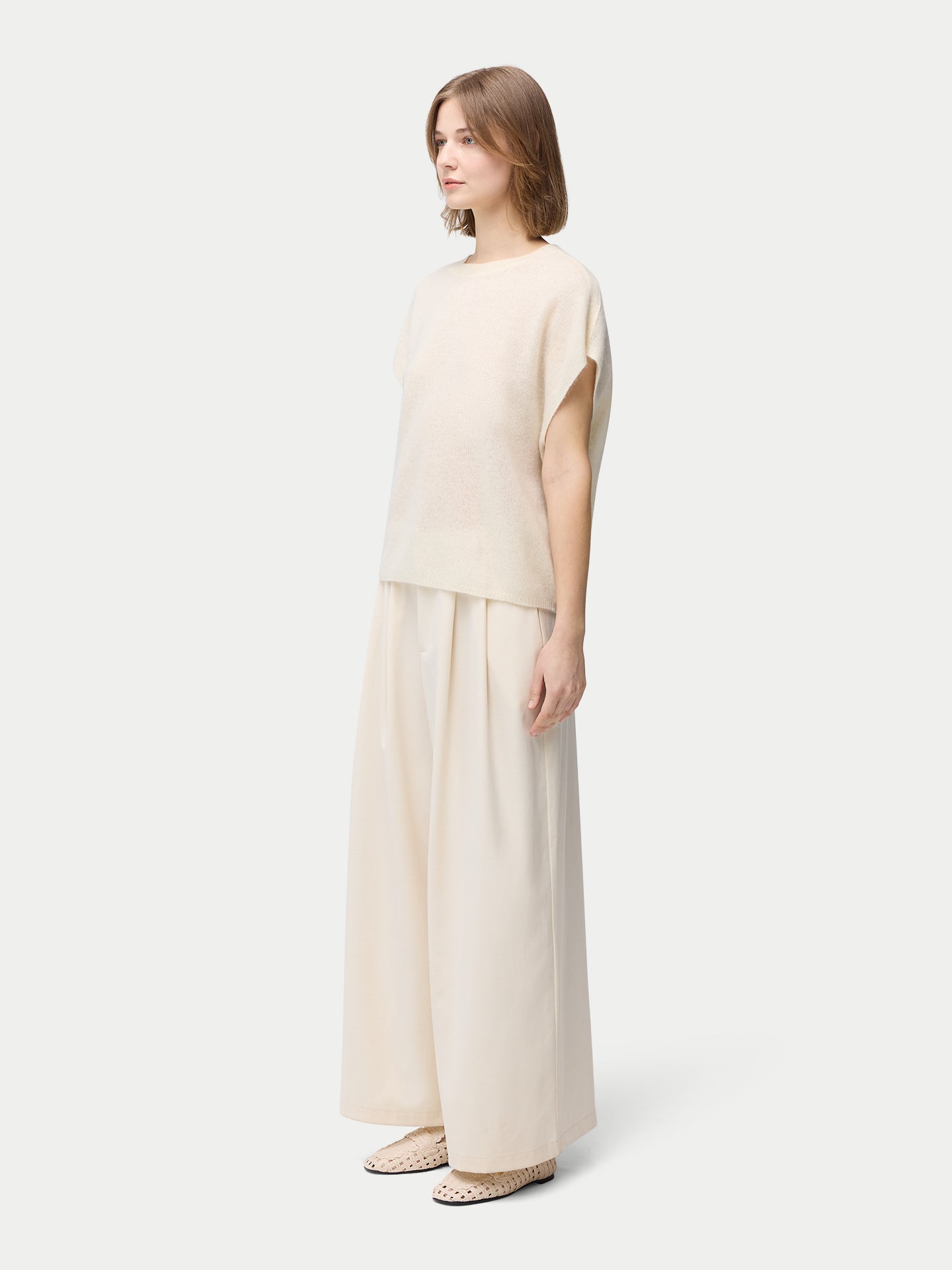Organic Colour Batwing Short-Sleeved Cashmere Top