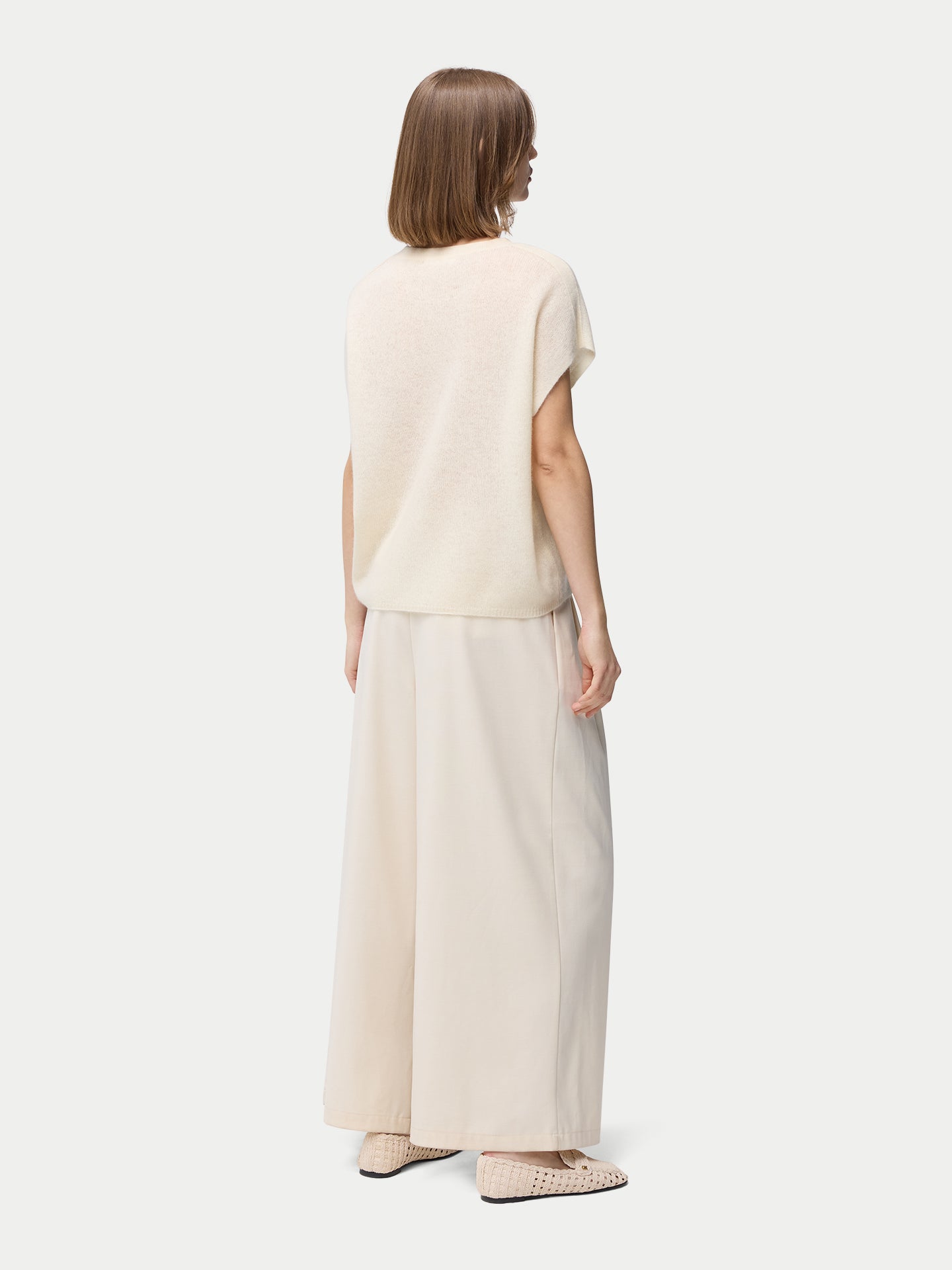 Organic Colour Batwing Short-Sleeved Cashmere Top