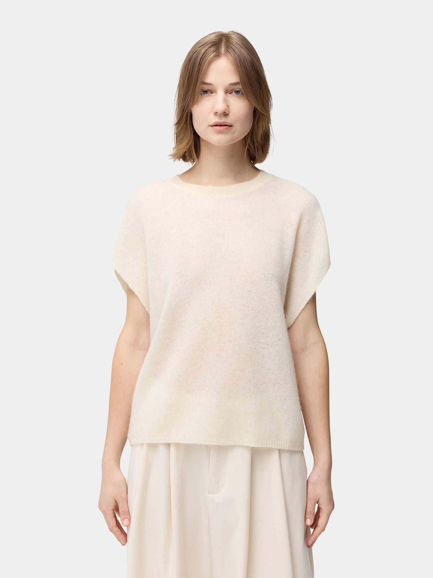 Organic Colour Batwing Short-Sleeved Cashmere Top