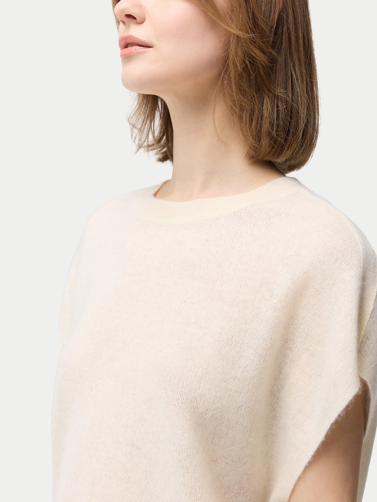 Organic Colour Batwing Short-Sleeved Cashmere Top