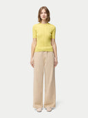 Women’s Ajour Knit Cashmere Silk Top Blazing Yellow | GOBI UK #color_blazzing-yellow