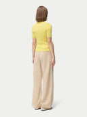 Women’s Ajour Knit Cashmere Silk Top Blazing Yellow | GOBI UK #color_blazzing-yellow