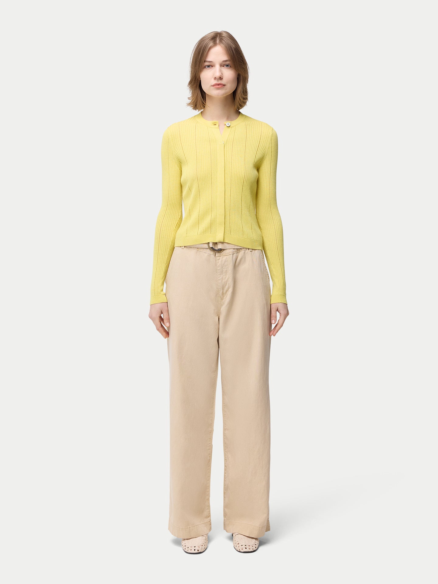 Hidden Button-Front Cashmere Silk Cardigan