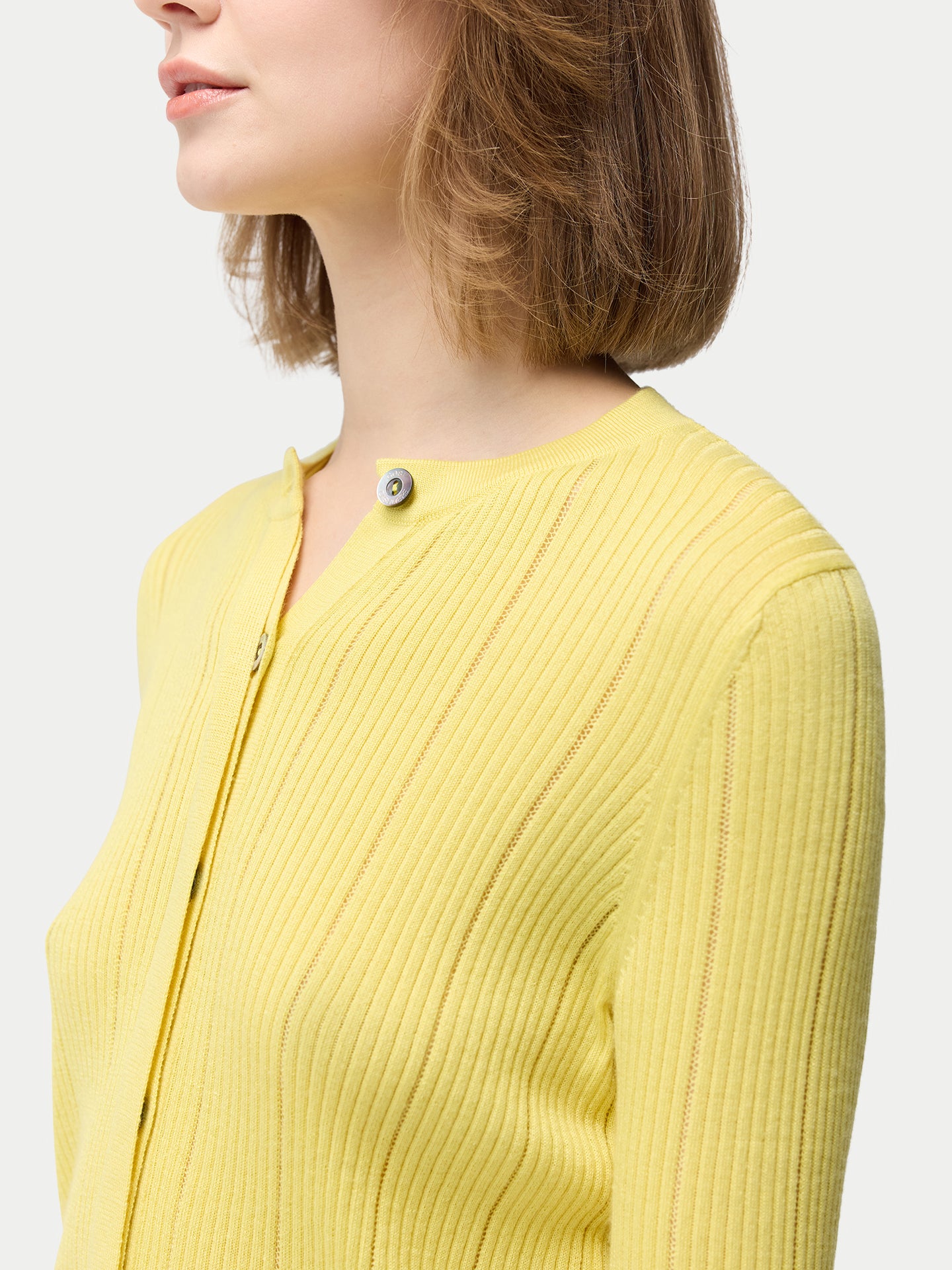 Hidden Button-Front Cashmere Silk Cardigan