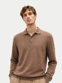 Organic Colour Essential Cashmere Polo Jumper Taupe - Gobi Cashmere #color_taupe