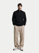 Essential Half-Zip Cashmere Jumper Black - Gobi Cashmere