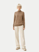 Organic Colour Essential Cashmere Mock Neck Jumper Taupe - Gobi Cashmere #color_taupe