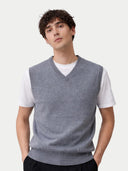 Timeless V-Neck Cashmere Vest Dim Gray - Gobi Cashmere