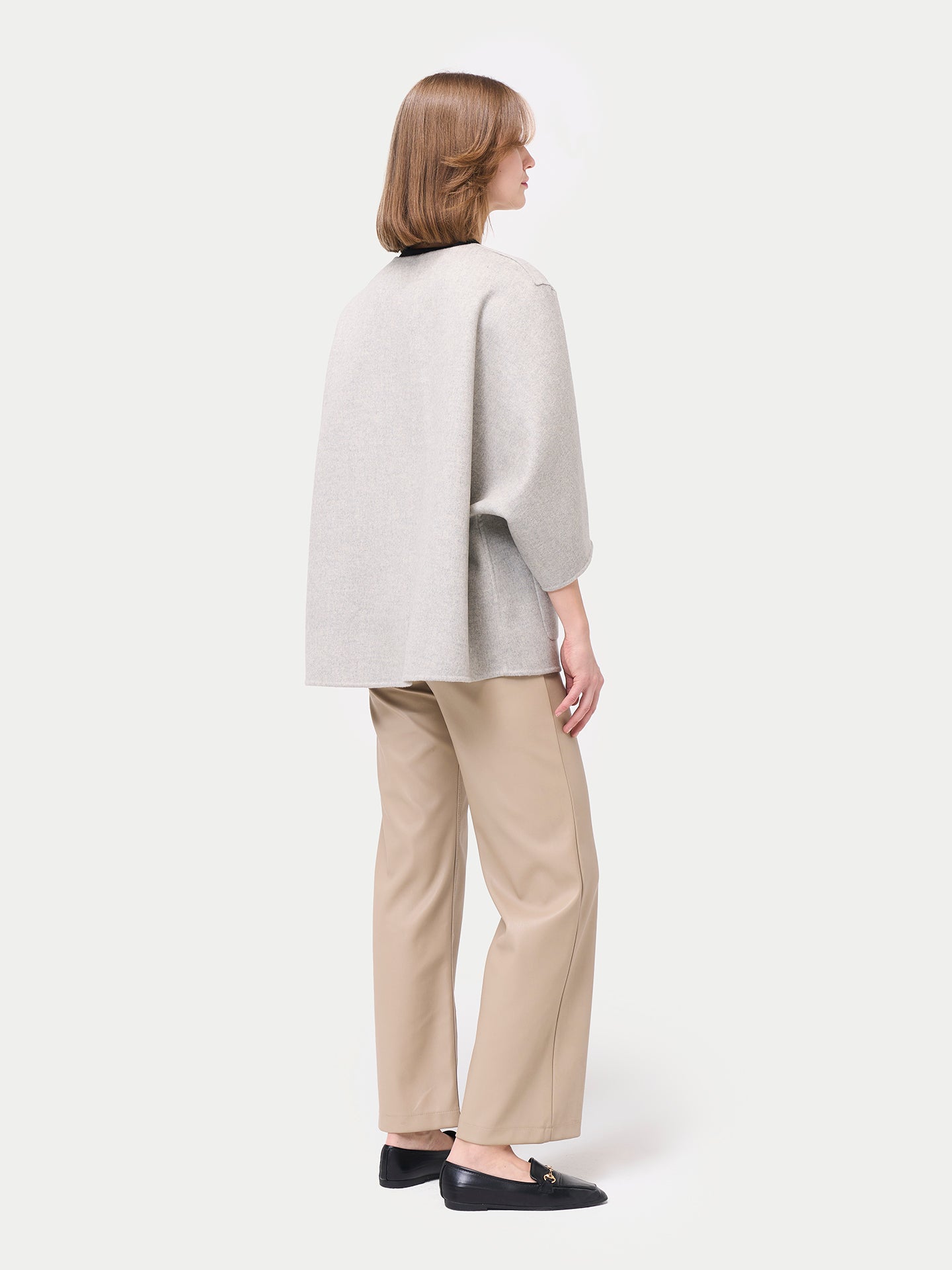 Patch Pocket Cashmere Poncho Jacket