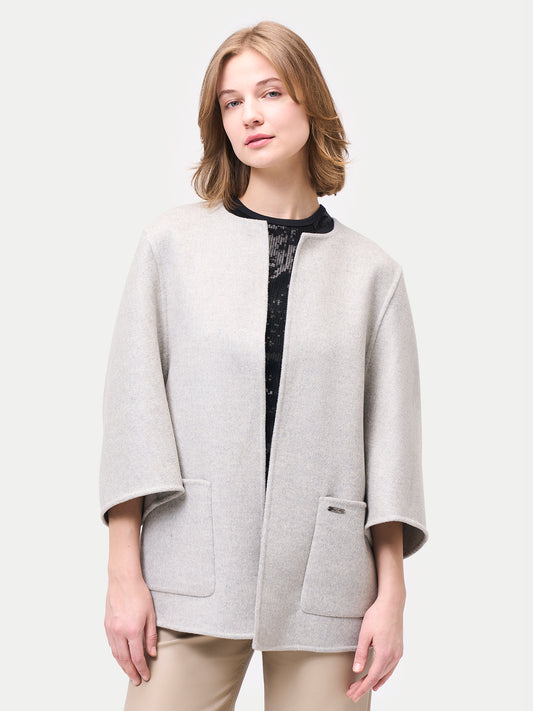 Patch Pocket Cashmere Poncho Jacket
