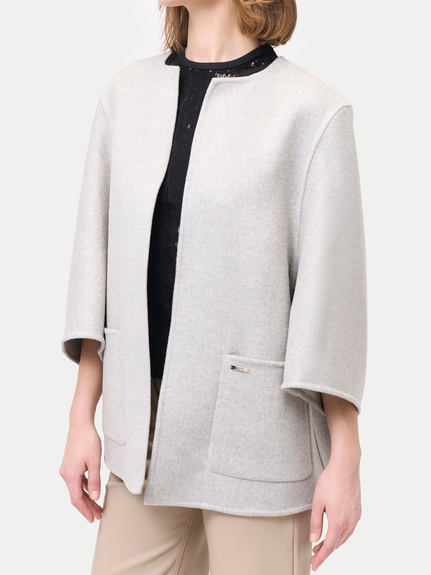 Patch Pocket Cashmere Poncho Jacket