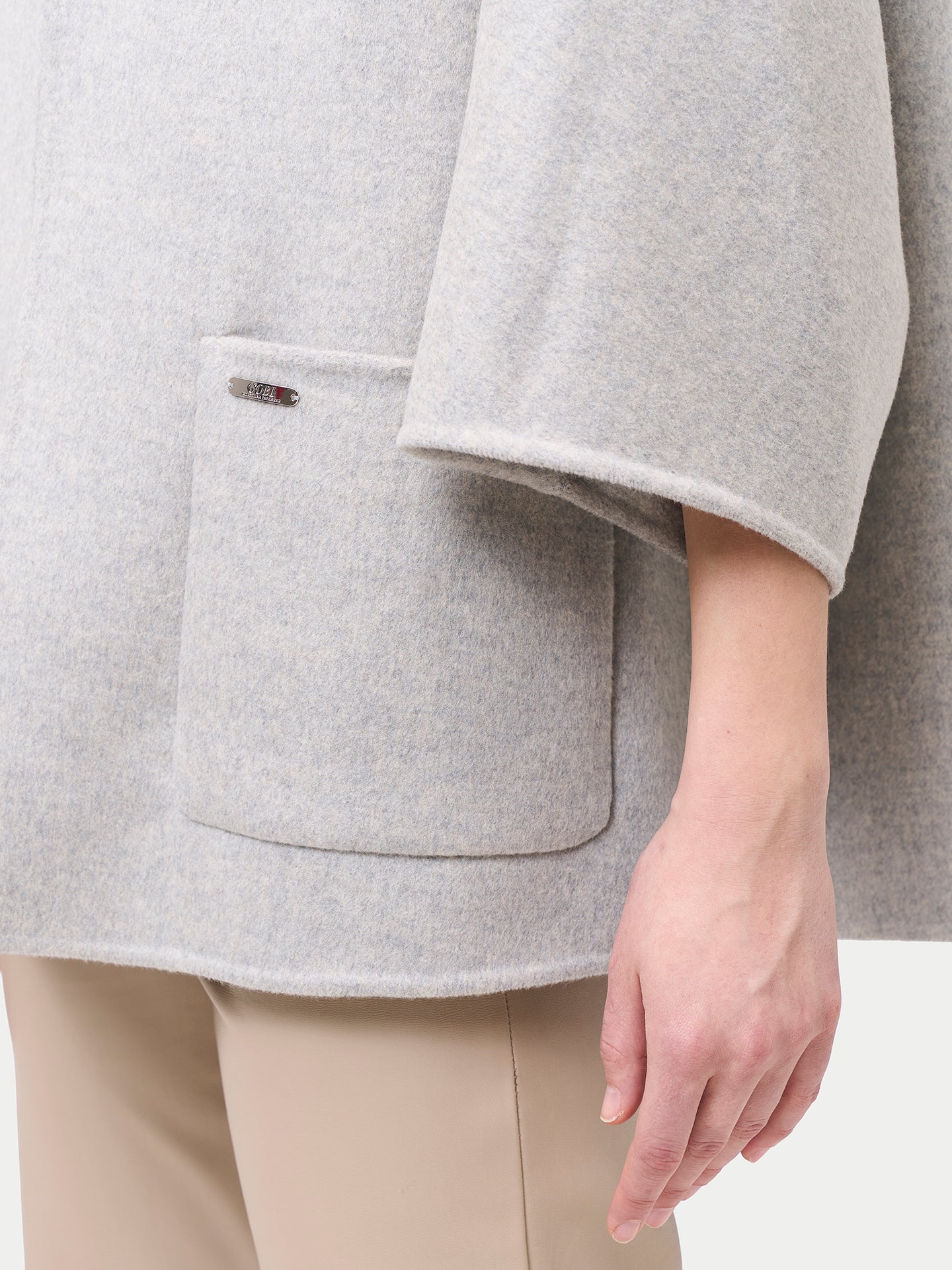 Patch Pocket Cashmere Poncho Jacket
