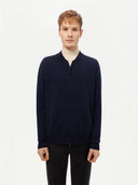 Men’s Cashmere Jacket with Zip Closure in Navy | GOBI UK #color_navy
