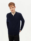 Men’s Cashmere Jacket with Zip Closure in Navy | GOBI UK #color_navy