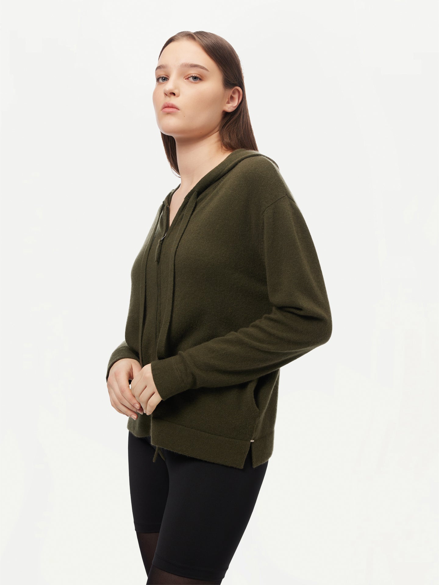 Women’s Cashmere Hoodie Capulet Olive - GOBI Cashmere - Sports Casual