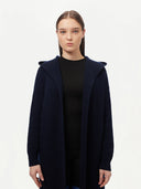 Women's Cashmere Hooded Cardigan Navy - GOBI Cashmere - Sports Casual #color_navy
