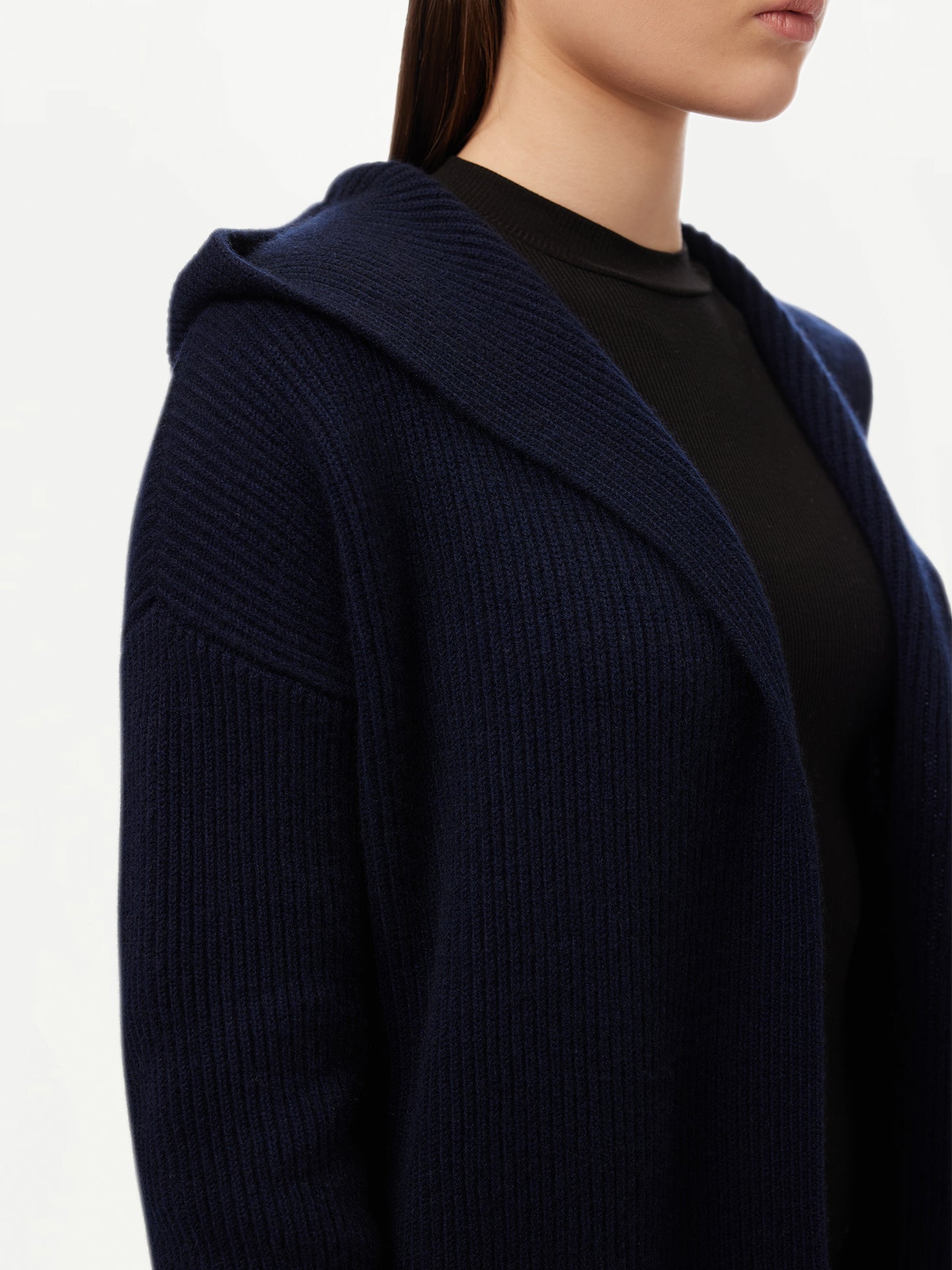 Cashmere Hooded Cardigan Navy - GOBI Cashmere - Sports Casual