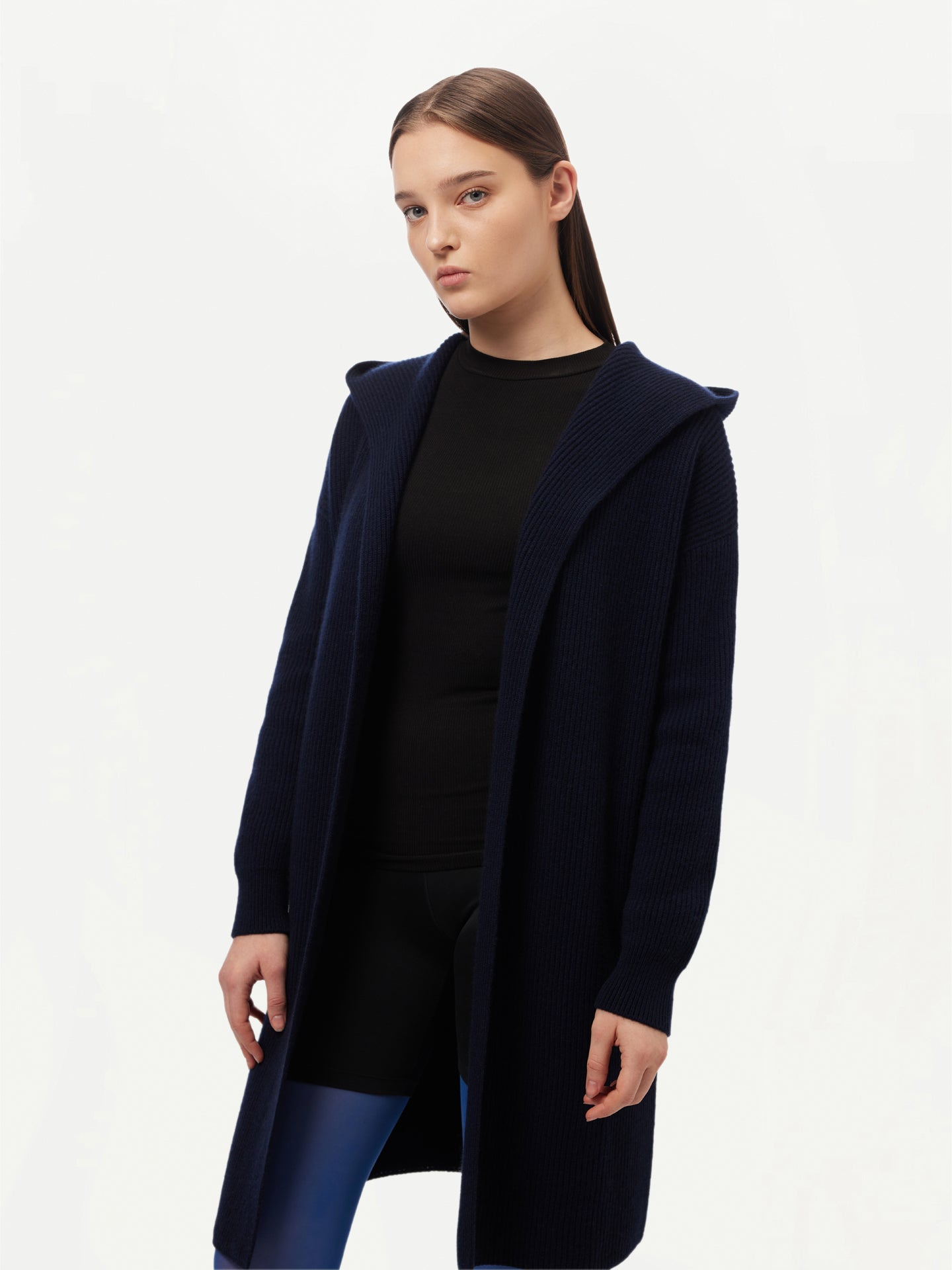 Cashmere Hooded Cardigan Navy - GOBI Cashmere - Sports Casual