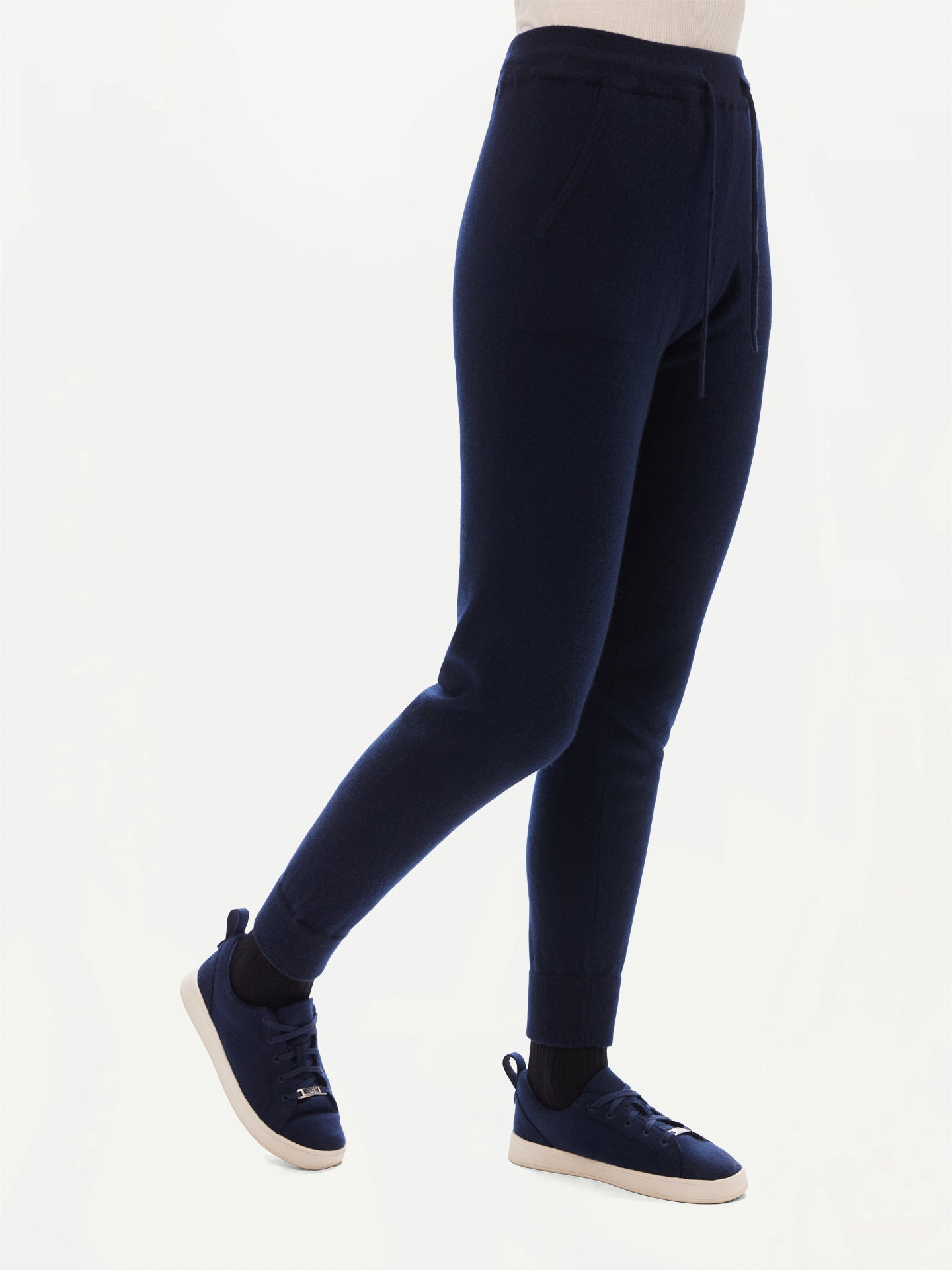 Women's Cashmere Cuffed Jogger Navy - Gobi Cashmere