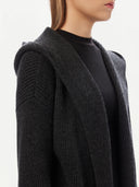 Women's Cashmere Hooded Cardigan Grey - Sports Casual |Gobi Cashmere #color_charcoal