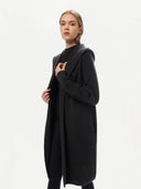 Women's Cashmere Hooded Cardigan Grey - Sports Casual |Gobi Cashmere #color_charcoal