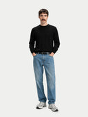 Cashmere Silk C-Neck Jumper Black - Gobi Cashmere
