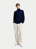 Essential Roll neck Cashmere Jumper Navy - Gobi Cashmere #color_navy-blue