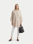 Cashmere Button-Front Poncho Beige - Gobi Cashmere