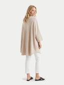 Cashmere Button-Front Poncho Beige - Gobi Cashmere