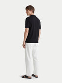 Cashmere Silk Half- Zip Polo Top Black - Gobi Cashmere