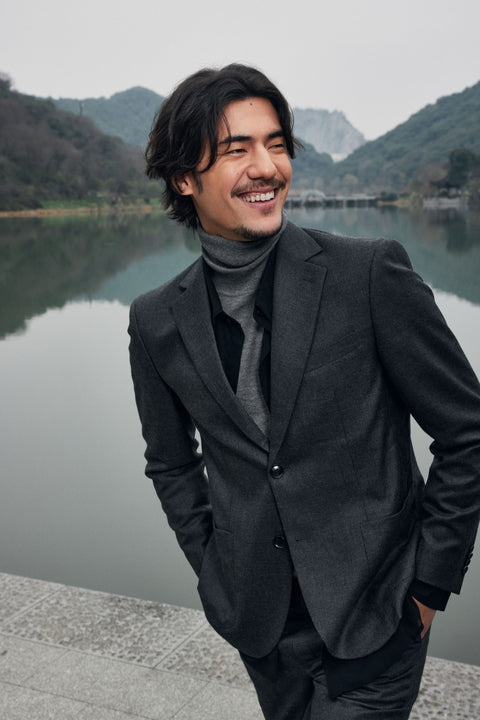 Men's Essential Turtleneck Cashmere Jumper, editorial photo