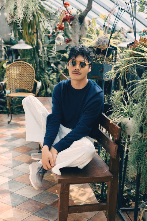 Men's Essential Crewneck Cashmere Jumper, editorial photo