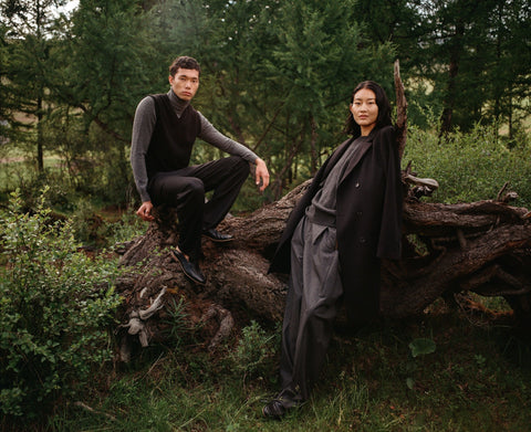 Men's Timeless V-Neck Cashmere Vest, editorial photo