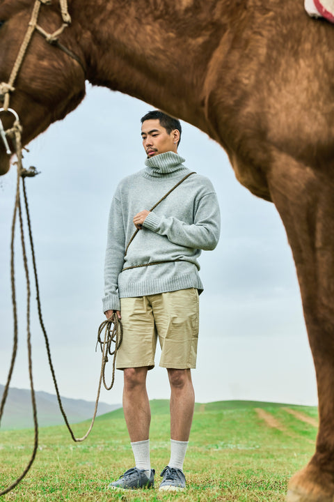 Men's Cashmere Roll Neck, editorial photo
