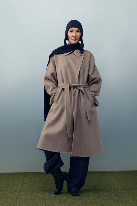 Cashmere Wrap Coat with Belt, editorial photo