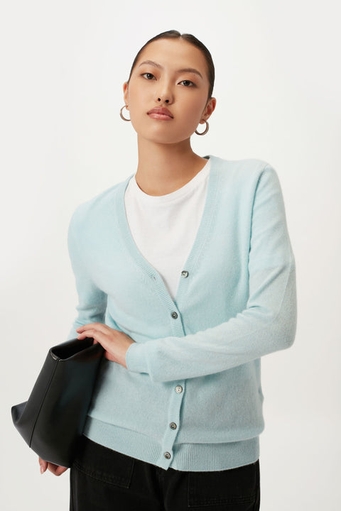 Women's Essential Cashmere V-Neck Cardigan, editorial photo
