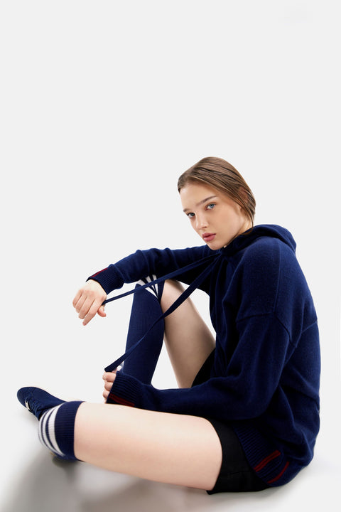 Women's Cashmere Pullover Hoodie, editorial photo
